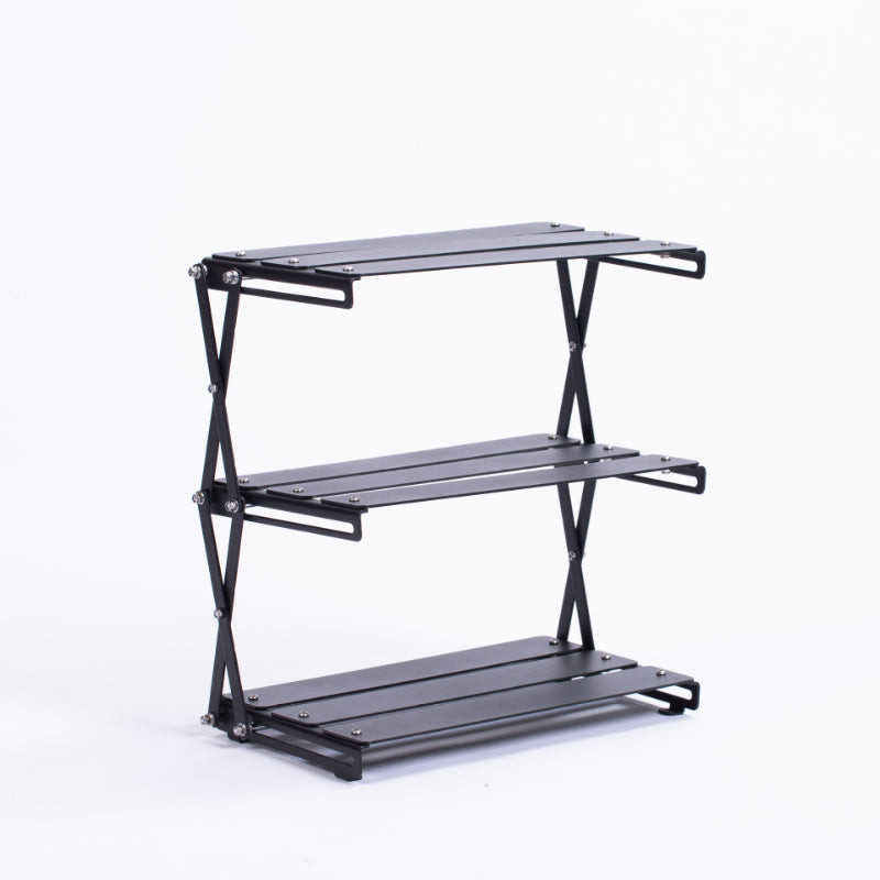 1pc Aluminum Alloy Portable Shelf Foldable Three-layer Shelf Storage