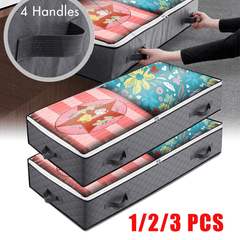 1 2 3pcs Under Bed Storage Bag Zipper Handle Blanket Clothes Storage Bag