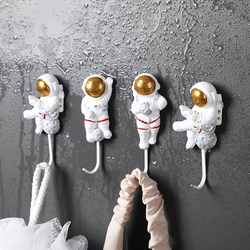 4pcs Astronaut Sticky Hooks Adhesive Hook Coat Hangers Kitchen