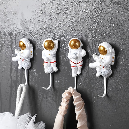 4pcs Astronaut Sticky Hooks Adhesive Hook Coat Hangers Kitchen