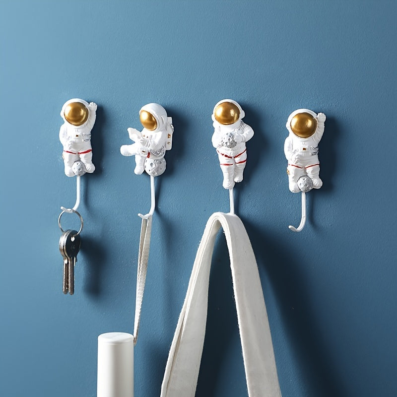 4pcs Astronaut Sticky Hooks Adhesive Hook Coat Hangers Kitchen