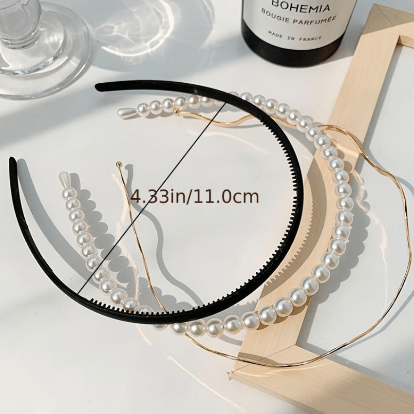 3pcs Faux Pearl Hair Hoop Headwear for Girls