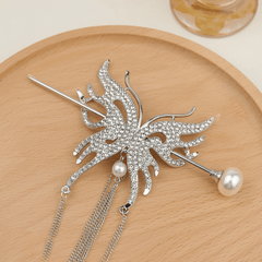 Chinese Style Rhinestone Butterfly Hairpin for Girls