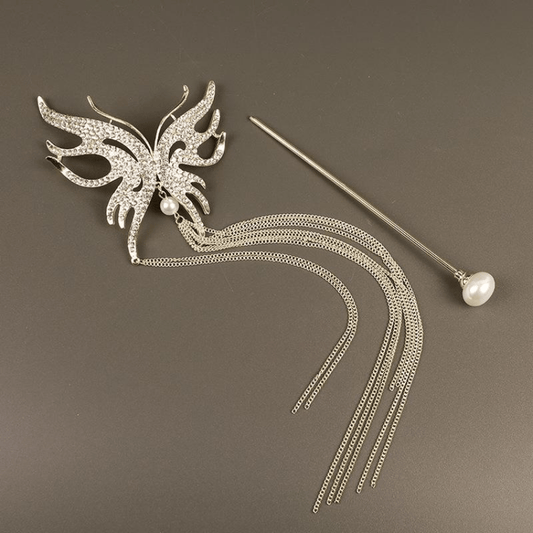 Chinese Style Rhinestone Butterfly Hairpin for Girls