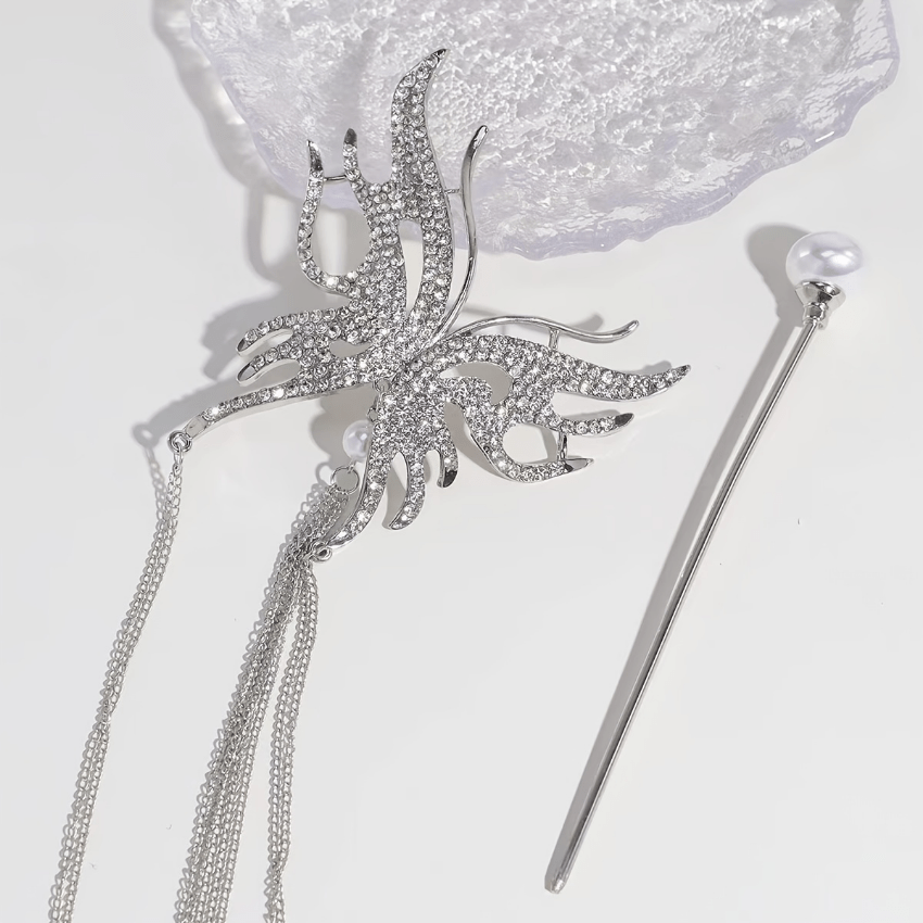 Chinese Style Rhinestone Butterfly Hairpin for Girls