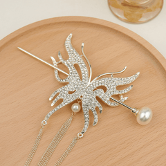 Chinese Style Rhinestone Butterfly Hairpin for Girls