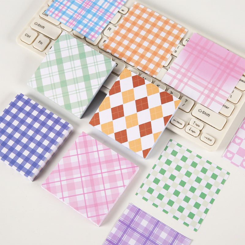 100 Sheets Plaid Element Notepad Student Journal Girl Heart Office School Suppli