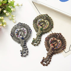 Vintage Mirror Comb Set Peacock Embossed Vanity Makeup Mirror