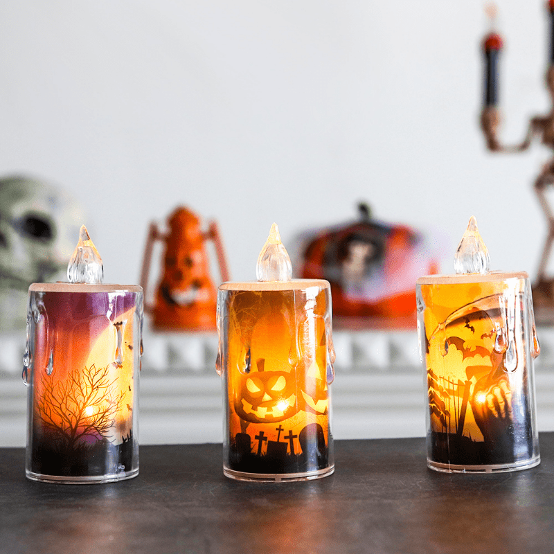 Halloween LED Decoration Candle Lights Ghost Props Crystal Night Lights