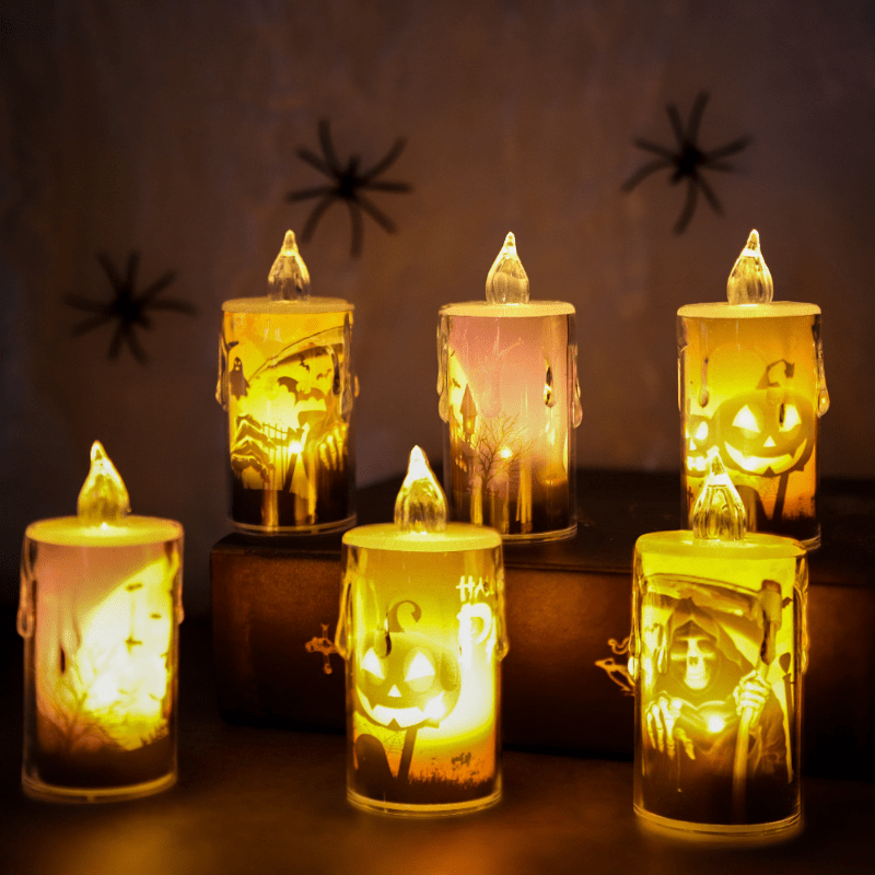 Halloween LED Decoration Candle Lights Ghost Props Crystal Night Lights