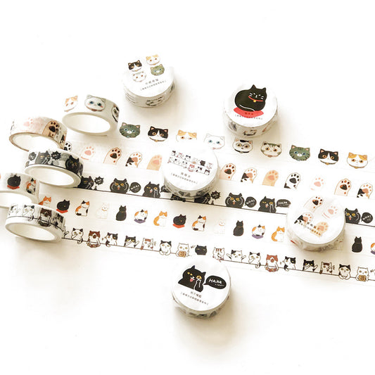 Creative Cat & Paper Tape Decorative Tape Girl Collage Basic Journal