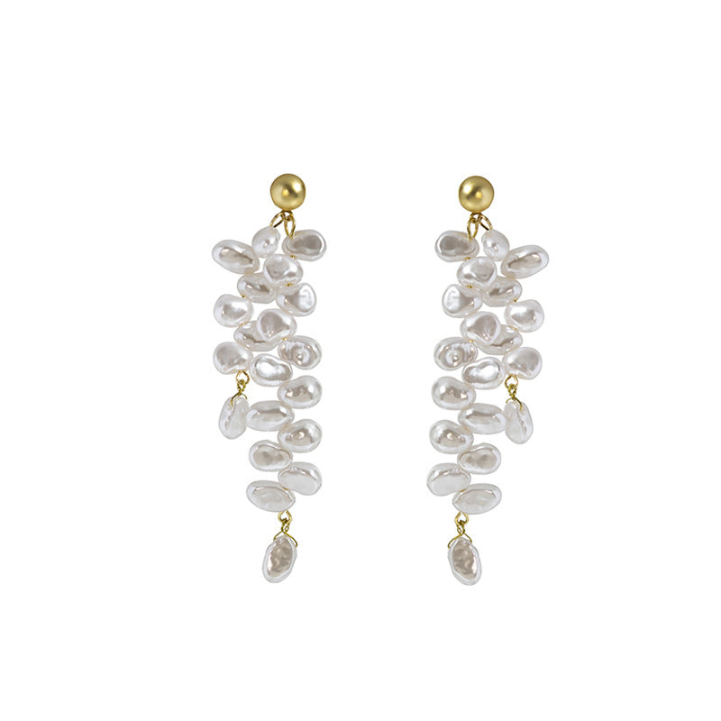 Baroque Pearl Tassel Earrings Long Dangle Ear Jewelry