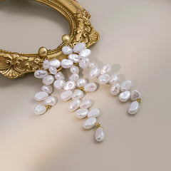 Baroque Pearl Tassel Earrings Long Dangle Ear Jewelry