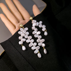 Baroque Pearl Tassel Earrings Long Dangle Ear Jewelry