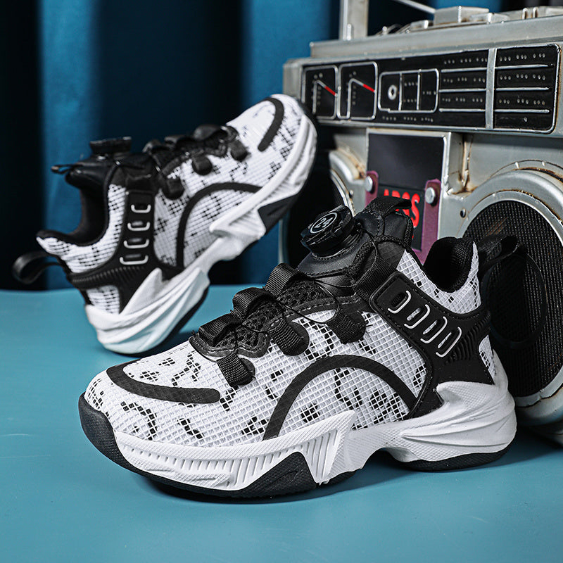 Boys' Basketball Shoes Rotating Buckle Non Slip Sneakers