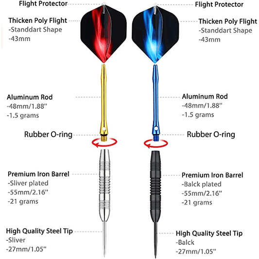 12pcs Professional Steel Tip Darts Set for Beginners 19g 22g 23g 24g