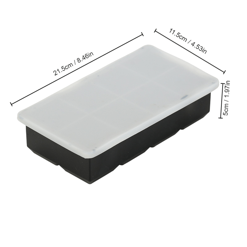 Silicone Ice Cube Tray with Lid for Freezer Cocktails Whiskey Kitchen