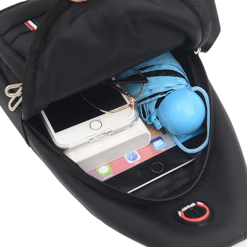 Men's Chest Bag With Earphone Hole Travel Shoulder Bag