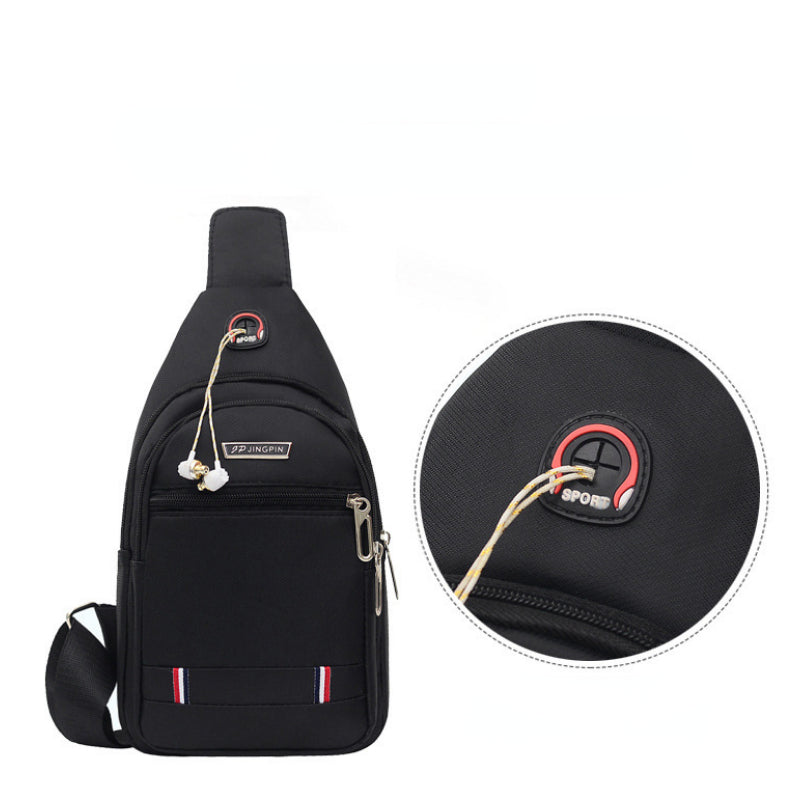 Men's Chest Bag With Earphone Hole Travel Shoulder Bag