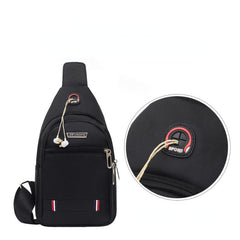 Men's Chest Bag With Earphone Hole Travel Shoulder Bag