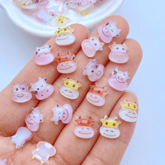 50pcs Mini 9mm Dairy Cattle Resin Flatback Ornament for Jewelry Making
