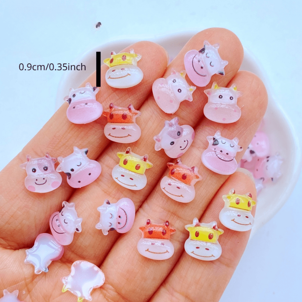 50pcs Mini 9mm Dairy Cattle Resin Flatback Ornament for Jewelry Making
