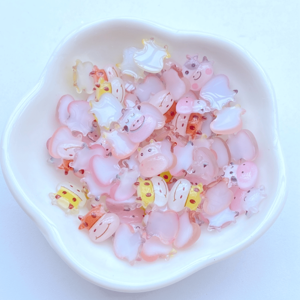 50pcs Mini 9mm Dairy Cattle Resin Flatback Ornament for Jewelry Making