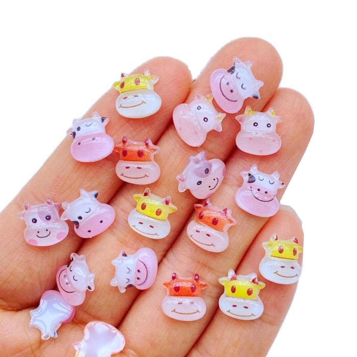 50pcs Mini 9mm Dairy Cattle Resin Flatback Ornament for Jewelry Making