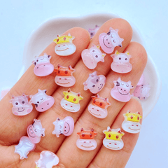50pcs Mini 9mm Dairy Cattle Resin Flatback Ornament for Jewelry Making