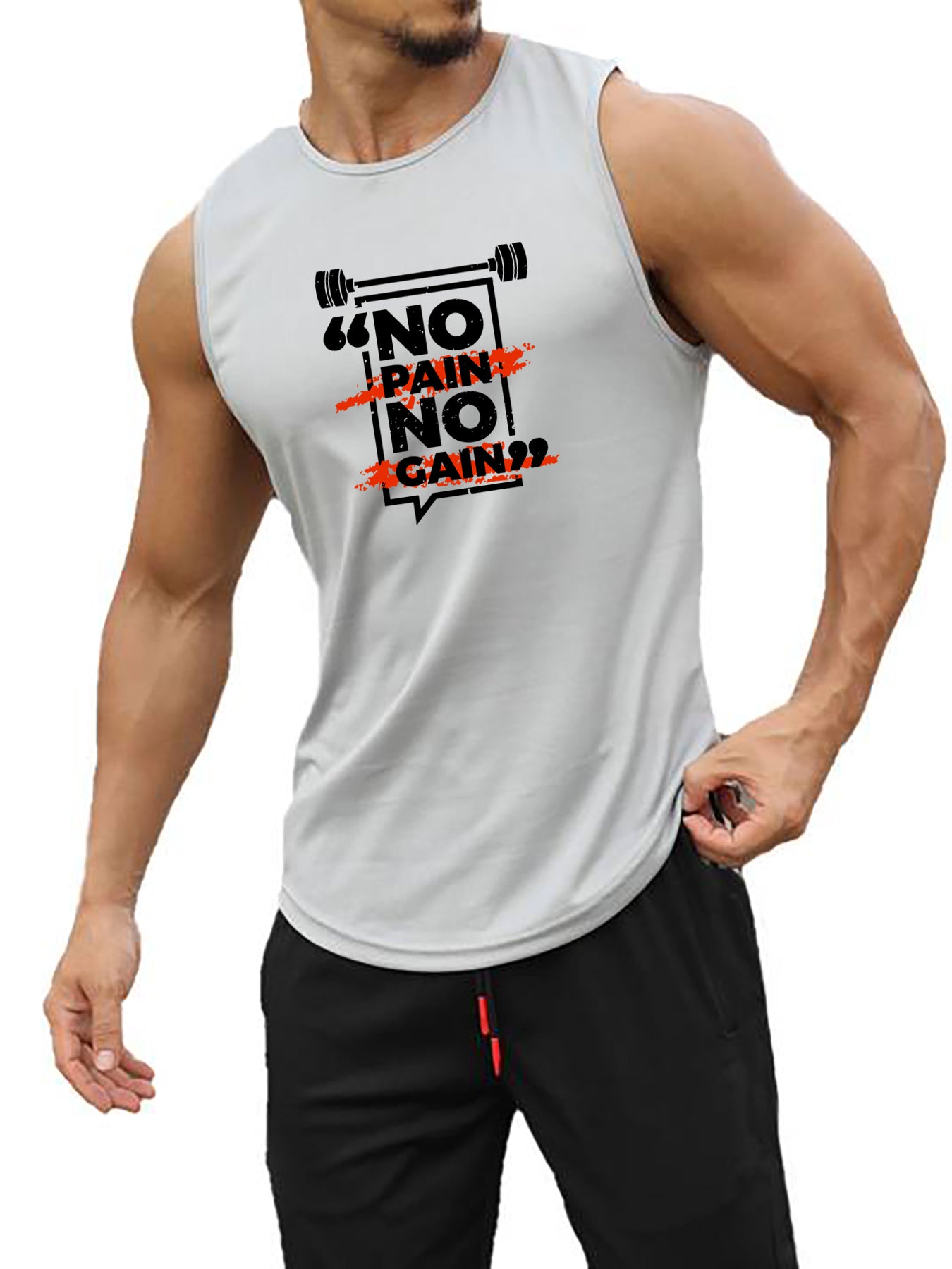 No Pain No Gain Men's Quick Dry Sleeveless Shirt Active Breathable Tank Top