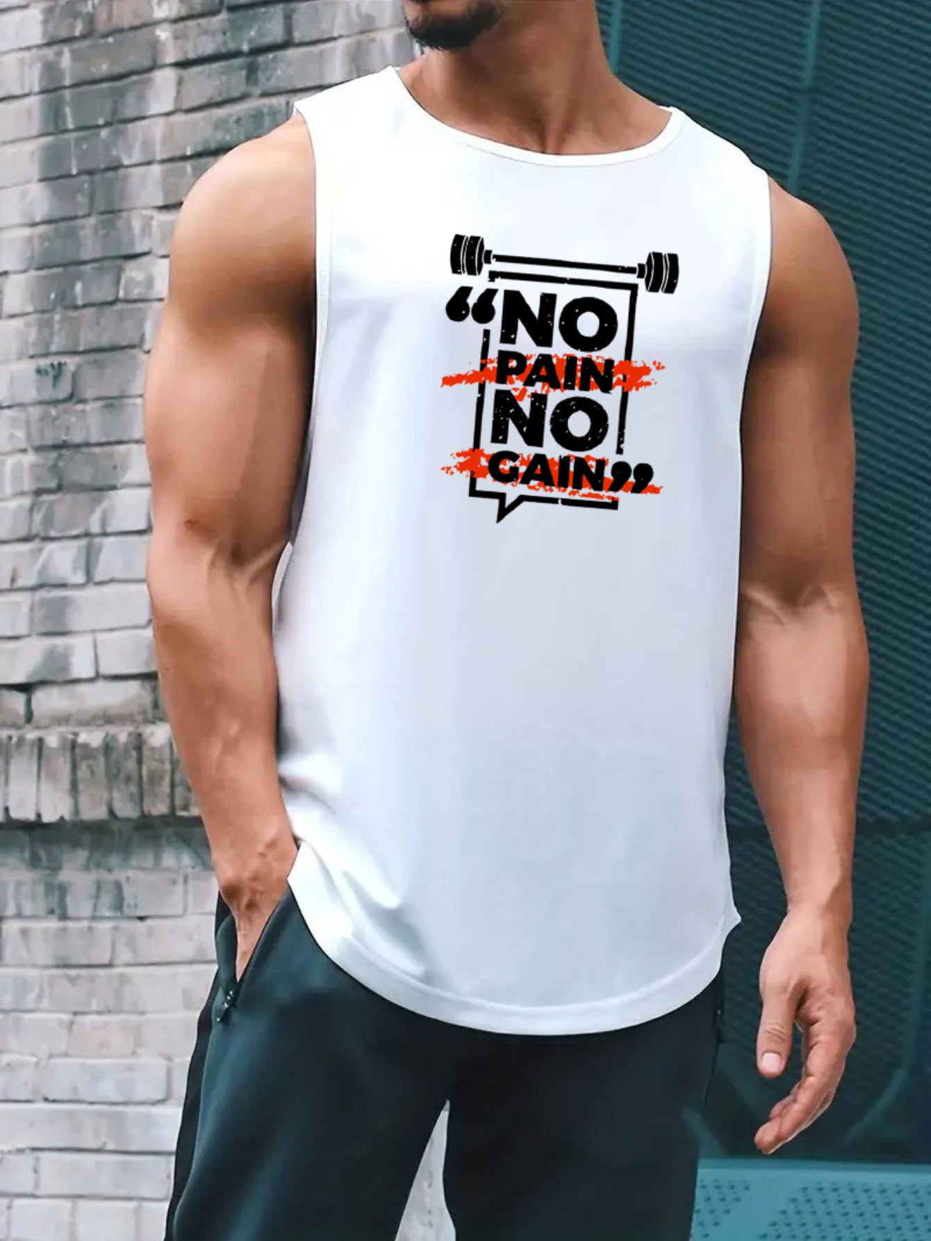 No Pain No Gain Men's Quick Dry Sleeveless Shirt Active Breathable Tank Top