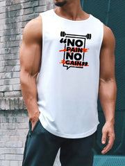 No Pain No Gain Men's Quick Dry Sleeveless Shirt Active Breathable Tank Top