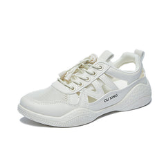 Breathable Cutout Summer Walking Shoes Lace-Up Flat Casual Sneakers