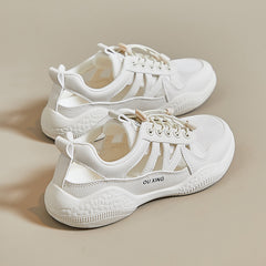 Breathable Cutout Summer Walking Shoes Lace-Up Flat Casual Sneakers