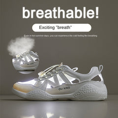 Breathable Cutout Summer Walking Shoes Lace-Up Flat Casual Sneakers