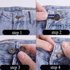Metal Waist Button Extender for Jeans, Sewing Retractable Button