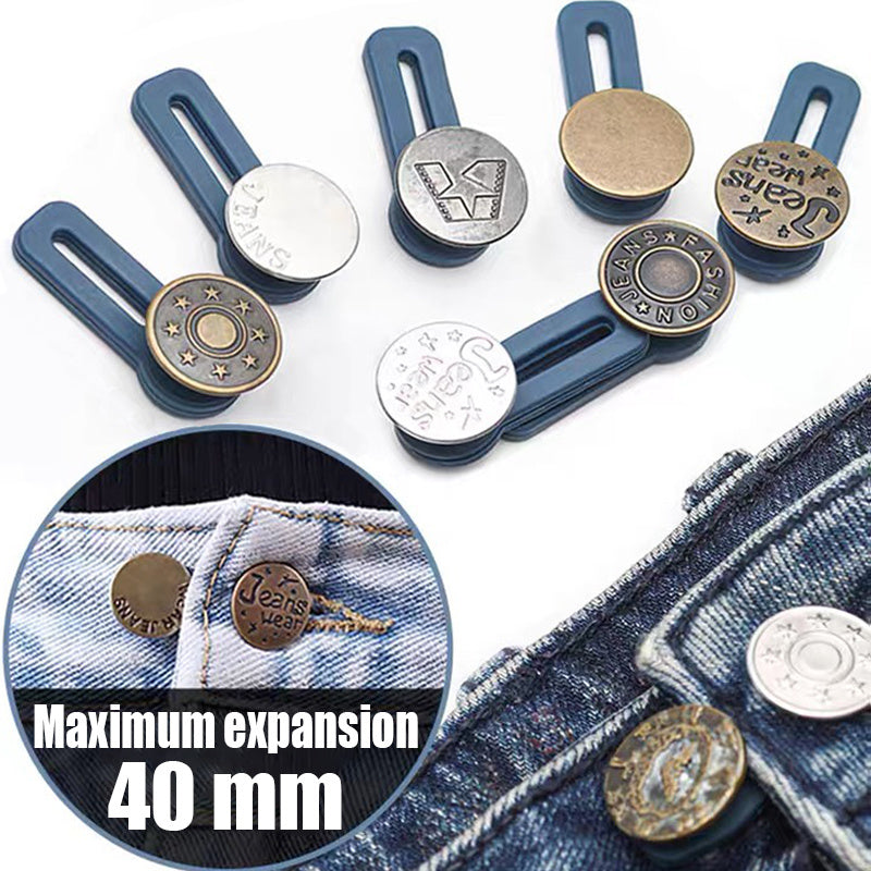 Metal Waist Button Extender for Jeans, Sewing Retractable Button