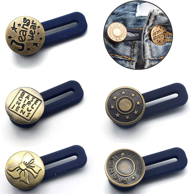 Metal Waist Button Extender for Jeans, Sewing Retractable Button