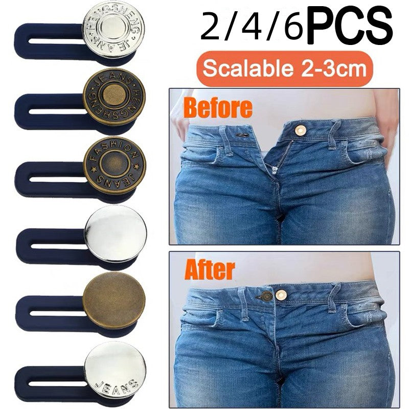 Metal Waist Button Extender for Jeans, Sewing Retractable Button