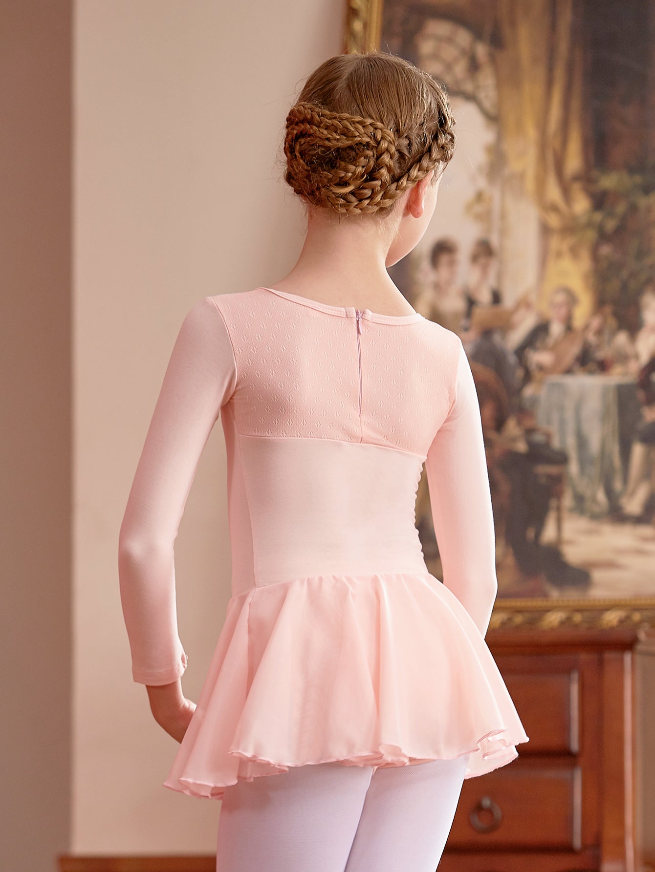 Girl's Cotton Long Sleeve Ballet Dance Dress Leotards