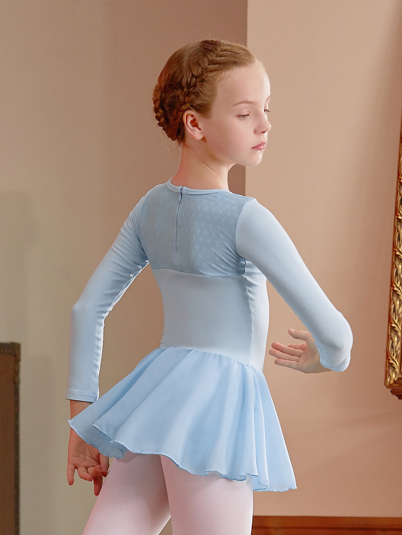Girl's Cotton Long Sleeve Ballet Dance Dress Leotards