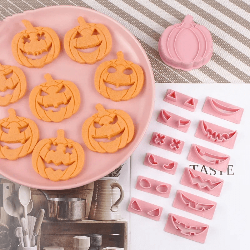 13pcs Halloween Pumpkin Cookie Cutters with Different Faces, Baking Tool