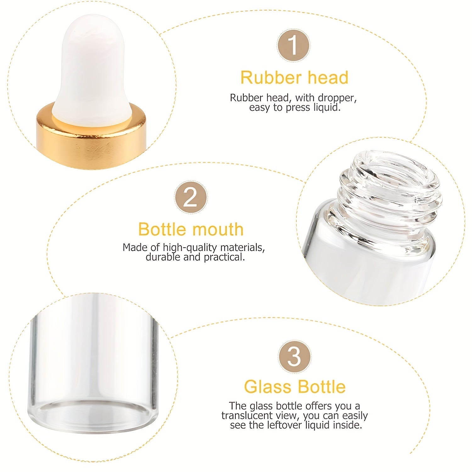 10pcs Mini Essential Oils Sample Dropper Bottles For Traveling Perfume Cosmetic