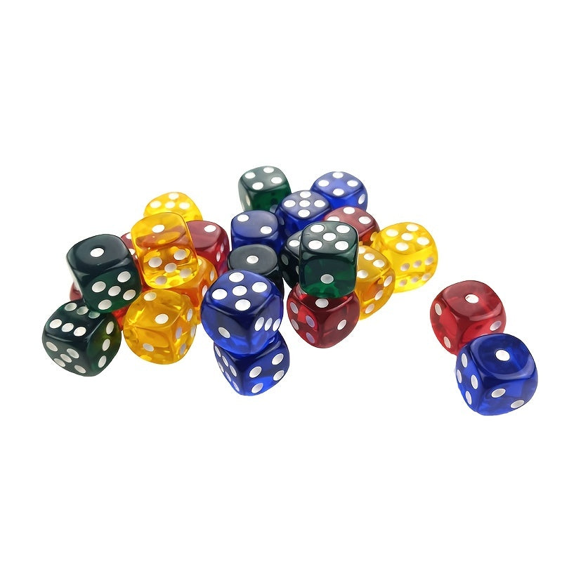 6pcs Acrylic Yellow Green Red Dice Set 16mm Dot Dice Four Tone Six Panel D6 Club