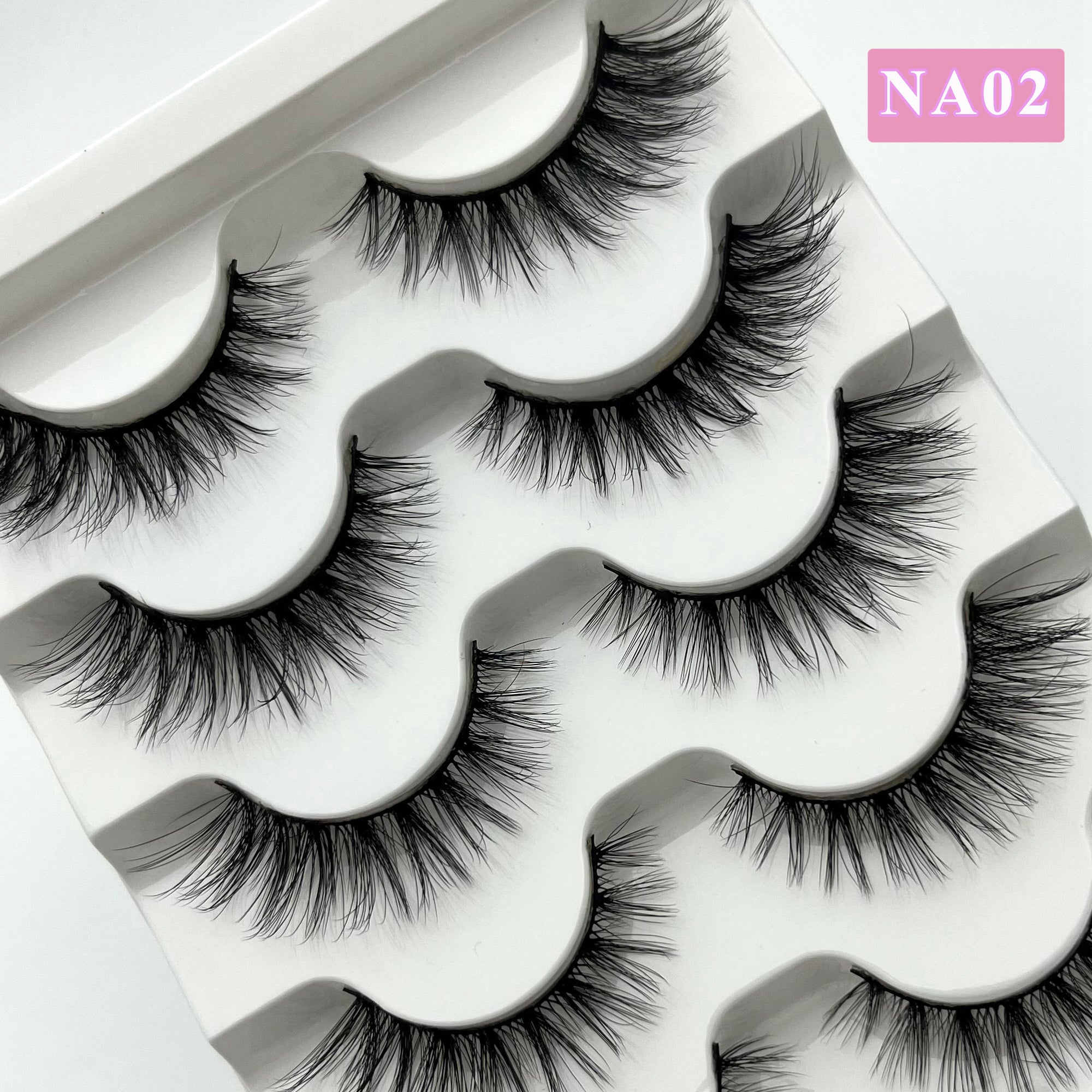 Mikiwi Natural Long Cat Eye Lashes Wispy Fluffy 3D Faux Mink