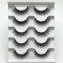 Mikiwi Natural Long Cat Eye Lashes Wispy Fluffy 3D Faux Mink