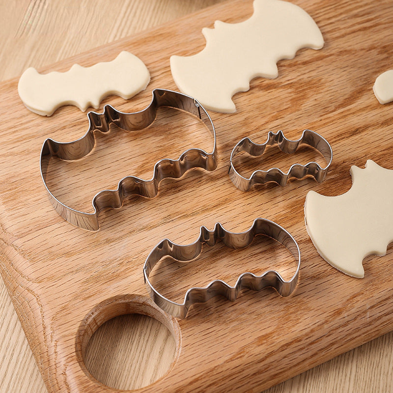 3pcs Bat Mold Biscuit Cutters Halloween Stainless Steel DIY Baking Tool