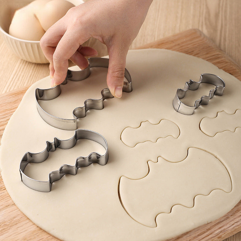 3pcs Bat Mold Biscuit Cutters Halloween Stainless Steel DIY Baking Tool