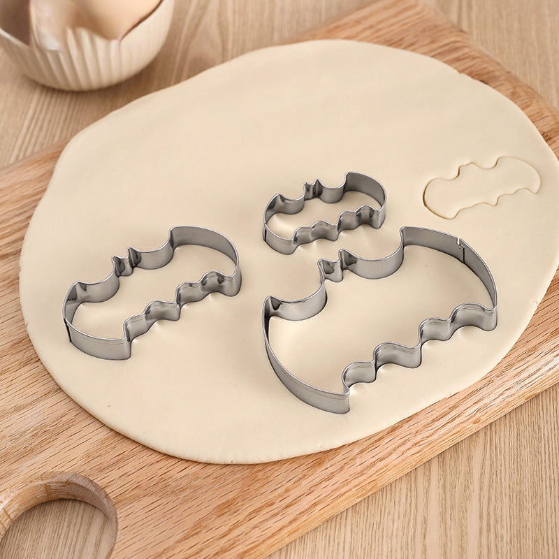 3pcs Bat Mold Biscuit Cutters Halloween Stainless Steel DIY Baking Tool