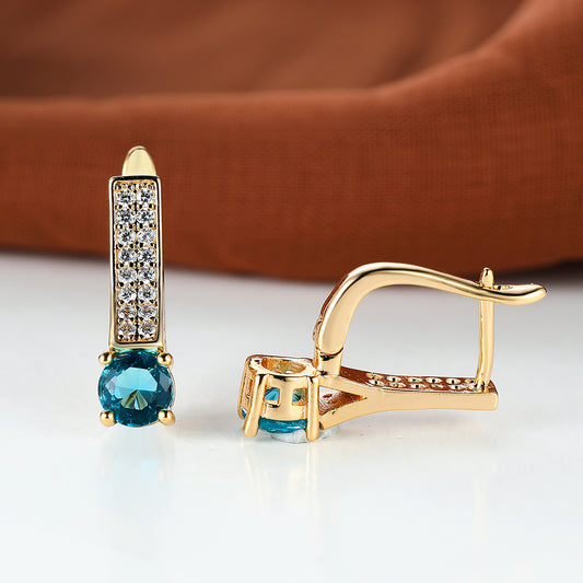 Vintage Aqua Stone Earrings Wedding Jewelry Gift